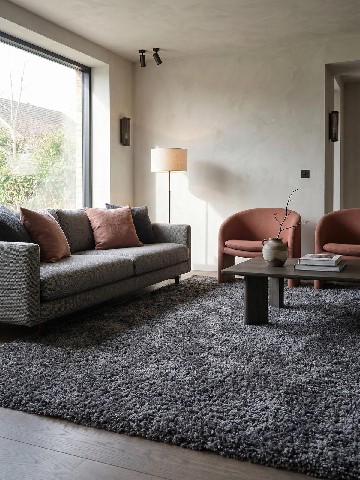 HOCHFLORTEPPICH Shaggy Uni Kuschelig Waschbar Wohnzimmer Strapazierfähig Grau 120x170 cm – RHEIN - Grau, Textil (170/120cm) - KADIMA DESIGN
