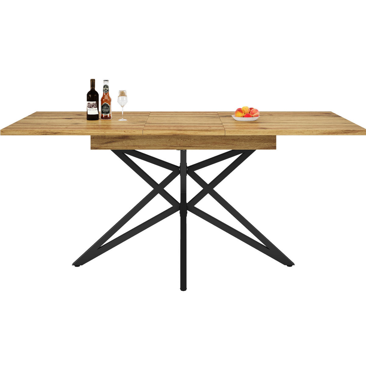 ESSTISCH 120-160x80x66 cm in Walnussfarben aus MDF mit Walnuss-Optik auf Metallgestell - Walnussfarben, Holzwerkstoff (80/120/66.1cm) - Modfu