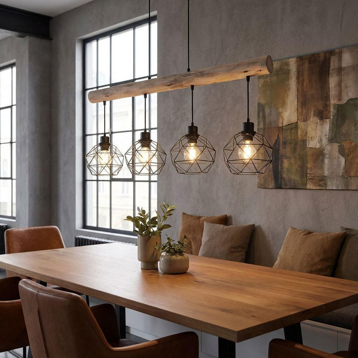 LED HÄNGELEUCHTE Theodor Holzoptik Braun - Braun, Holz (85/18/120cm) - Globo Lighting