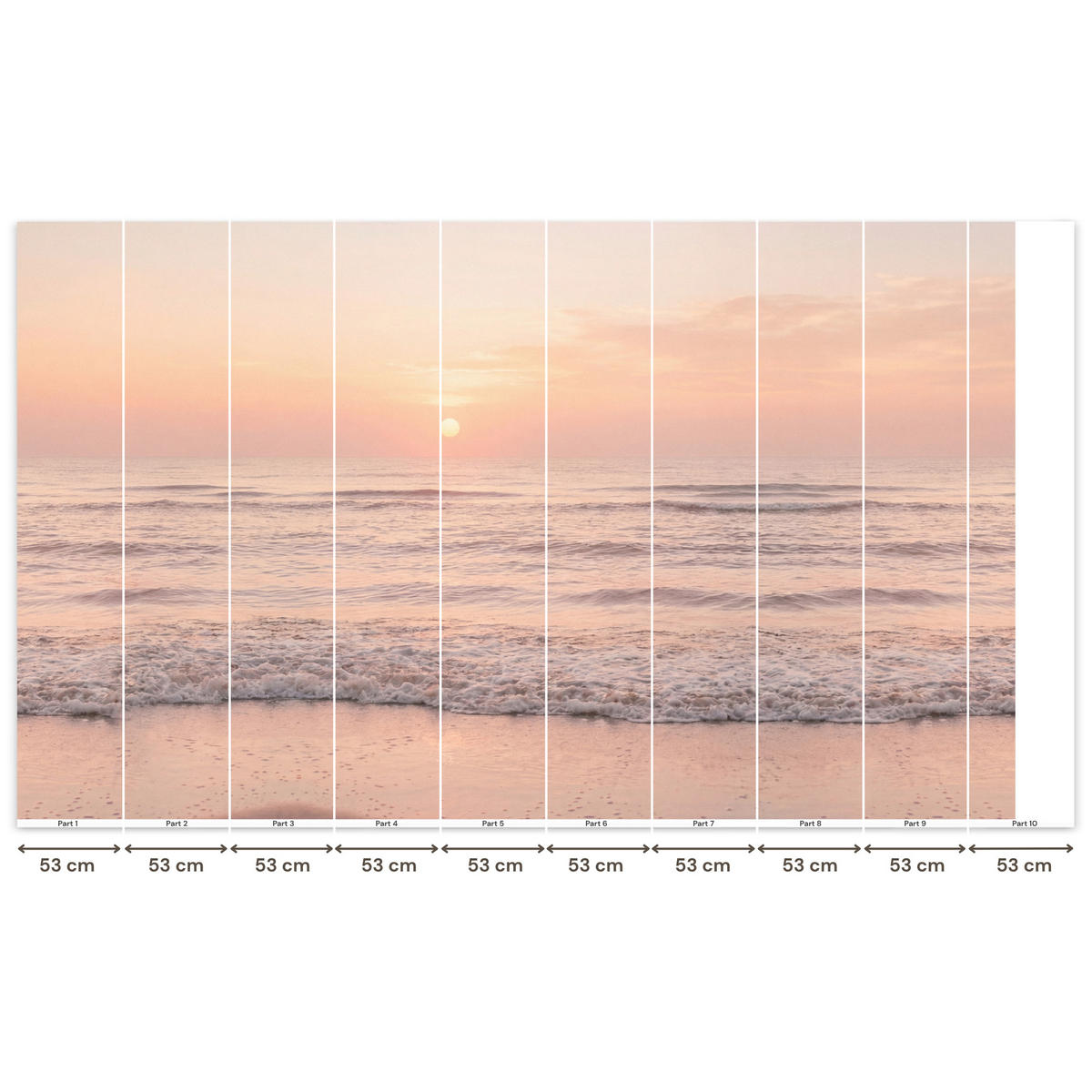 TAPETE - Sonne - Strand - Rosa - 500x300 cm - Hellrosa, Papier (500/300cm) - OnlyWow
