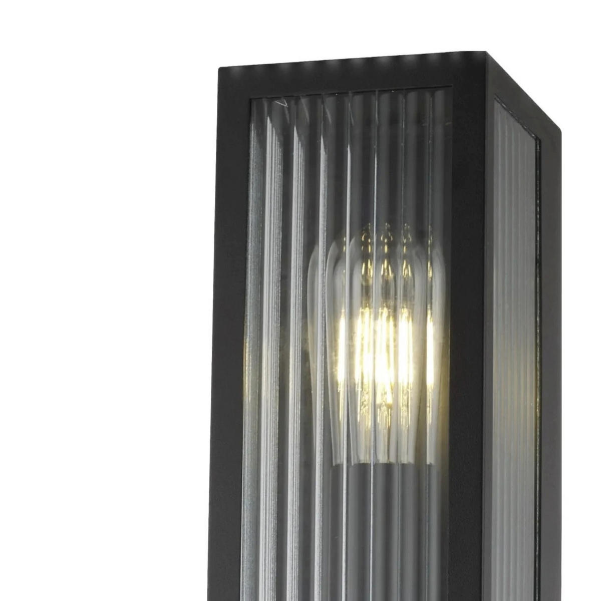 AUSSENWANDLEUCHTE Schräges Glas Schwarz E27 - Schwarz, Metall (14/31/12cm) - CGC Europe