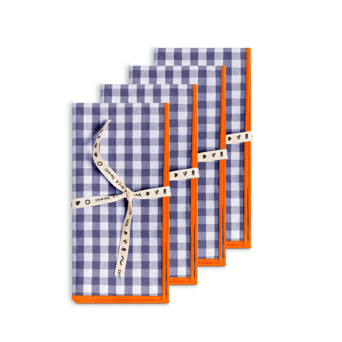 TISCHET 8-teilig, Baumwolle und PES (Polyester), navy und fluor SET FESTON - Blau, Textil (40/130cm) - RNT By Really Nice Things