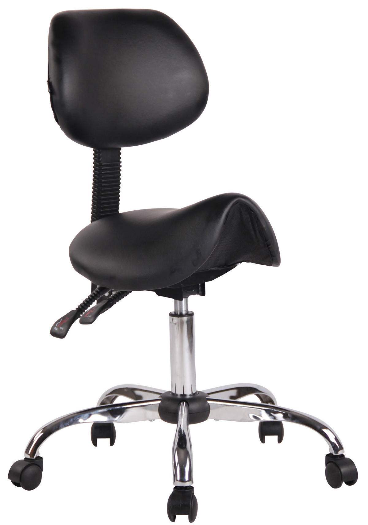 HOCKER Lederlook schwarz - Chromfarben/Schwarz, Textil/Metall (58/88/58cm) - CLP