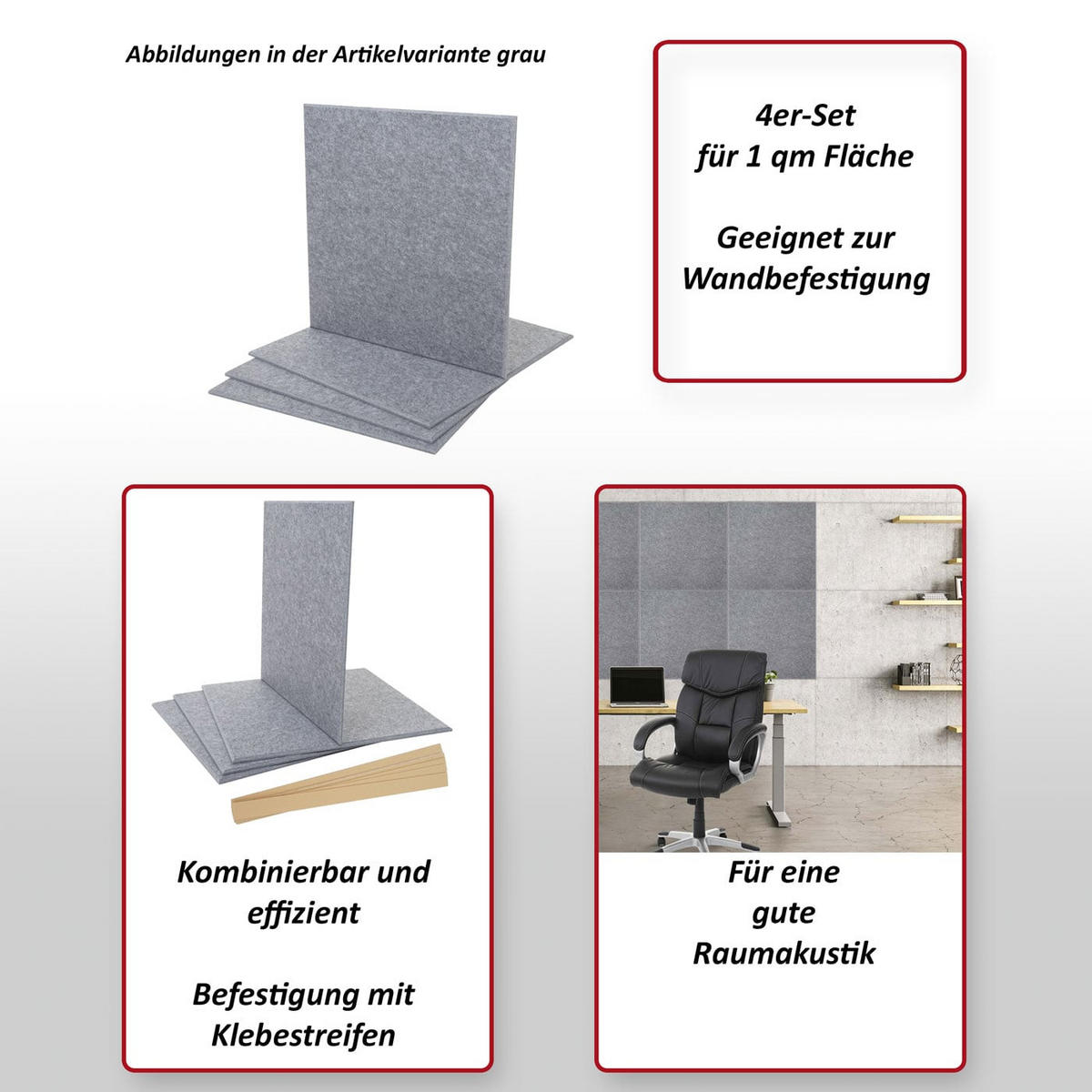 AKUSTIKWANDPANEEL Blau Komplett-Set - Blau, Textil (50/50/1cm) - MCW