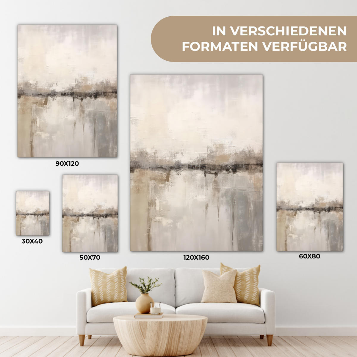 LEINWANDBILD Moderne Kunst - Abstrakt - Beige 30x40 cm - Beige, Textil (30/40cm) - MuchoWow