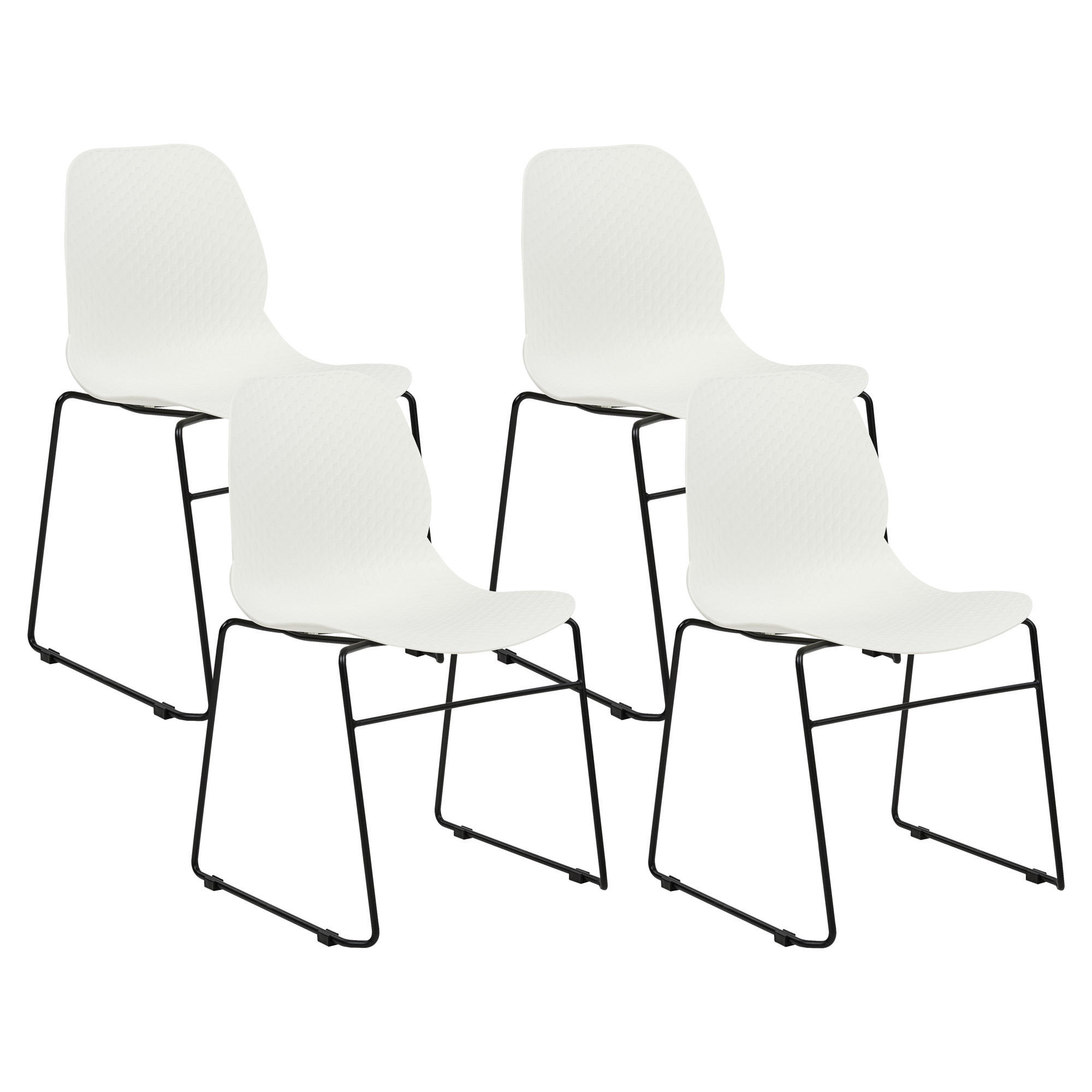 ESSZIMMERSTUHL 4er-Set Kunststoff Weiß Panora - Weiß, Kunststoff/Metall (44/80/50cm) - Beliani