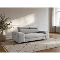 2,5-SITZER Vaasa Chenille Grau klappb. Kopfstützen 198/100/81 cm - Graphitfarben, Kunststoff/Textil (198/81/70cm) - foamnova