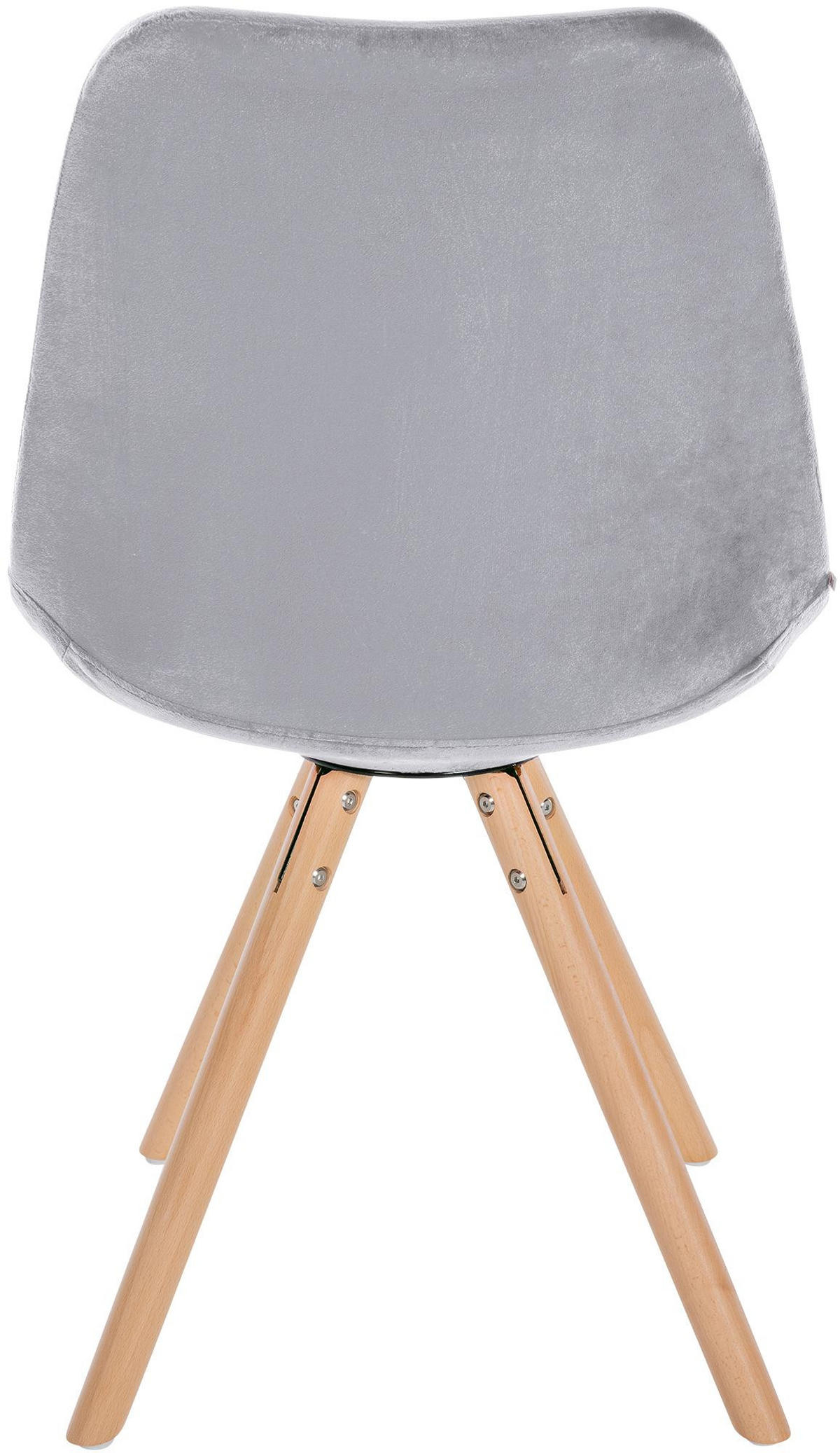 STUHL 4er Set Samt hellgrau - Eukalyptusholzfarben/Hellgrau, Holz/Textil (48/81/54cm) - CLP