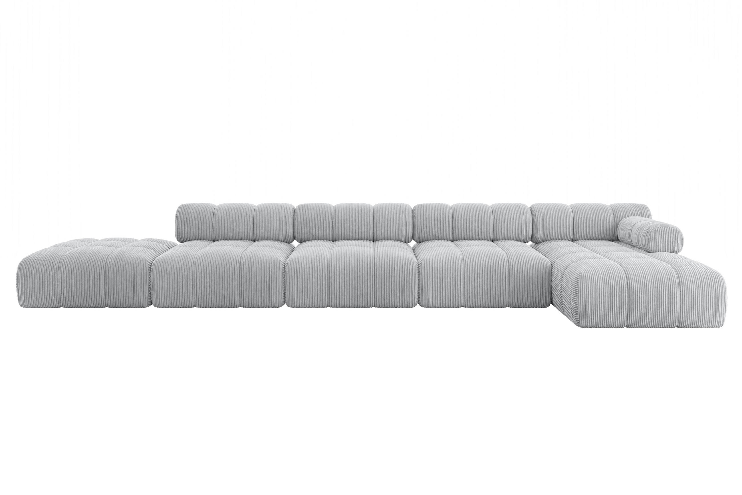 ECKSOFA modulares Sofa Lizur-L3 - 475x160x70 cm Grau Cord - Grau, Holzwerkstoff/Textil (475/160cm) - ALTDECOR