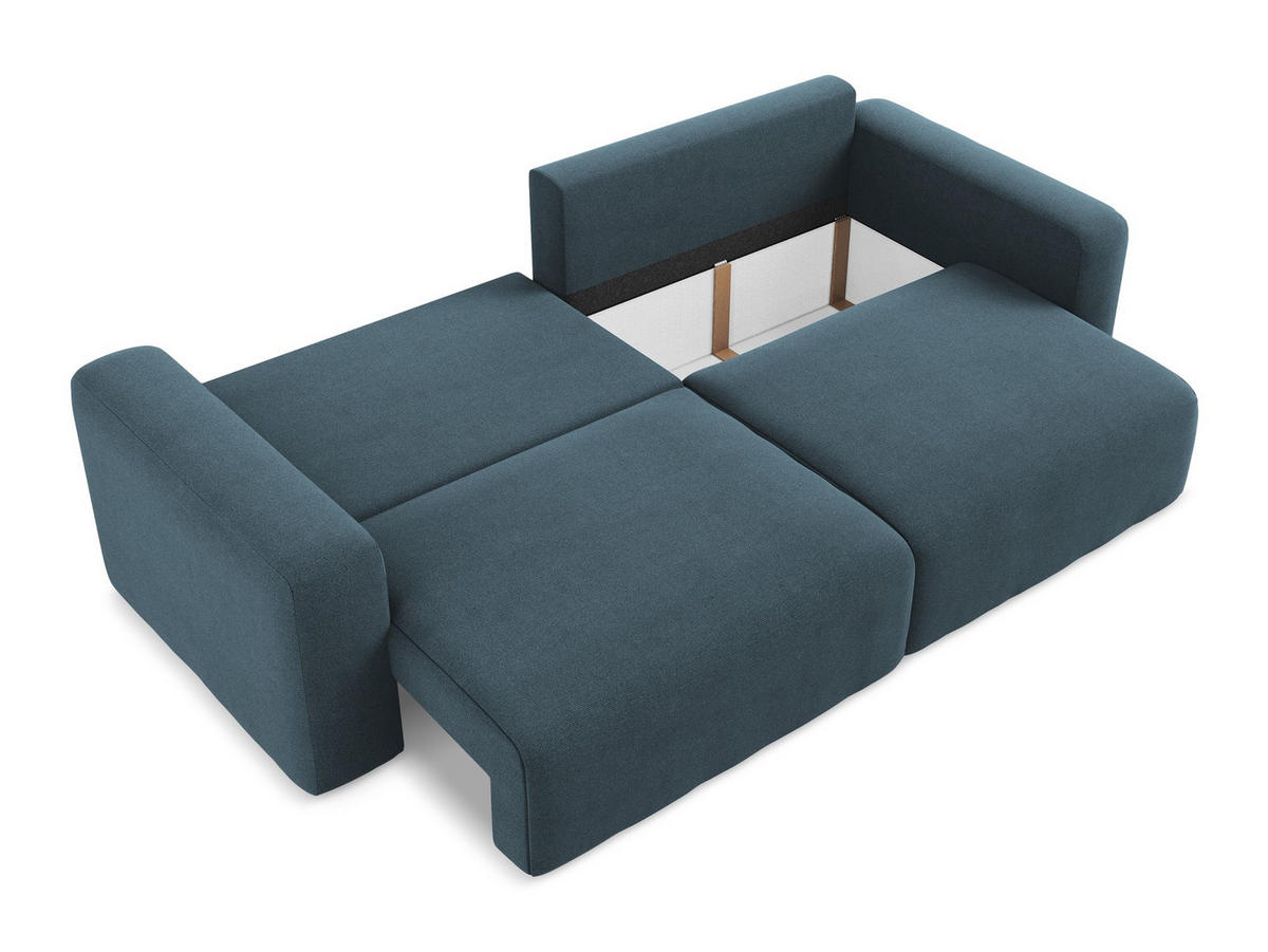 3-SITZER SOFA mit Schlaffunktion Strukturstoff Stoff Blau - Blau/Pink, Kunststoff/Textil (244/79/102cm) - Makamii