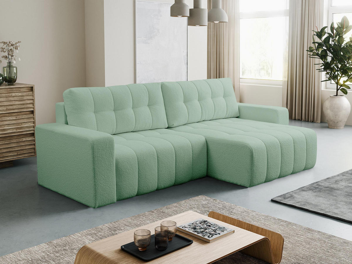 ECKSOFA Masone - Schwarz/Mintgrün, Holz/Kunststoff (245/143cm) - MIRJAN24