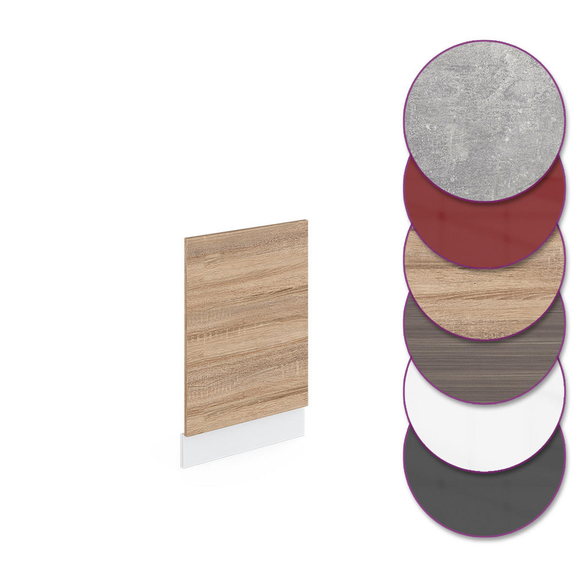 FRONTBLENDE R-Line Sonoma 45 cm ohne AP - Weiß/Sonoma Eiche, Holzwerkstoff (45/57.2/1.6cm) - Vicco