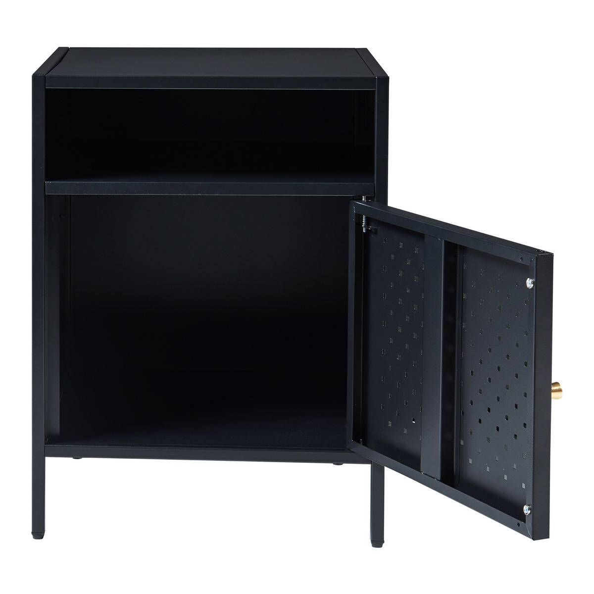 NACHTSCHRANK Janakkala - Schwarz, Metall (40/55/40cm) - [en.casa]