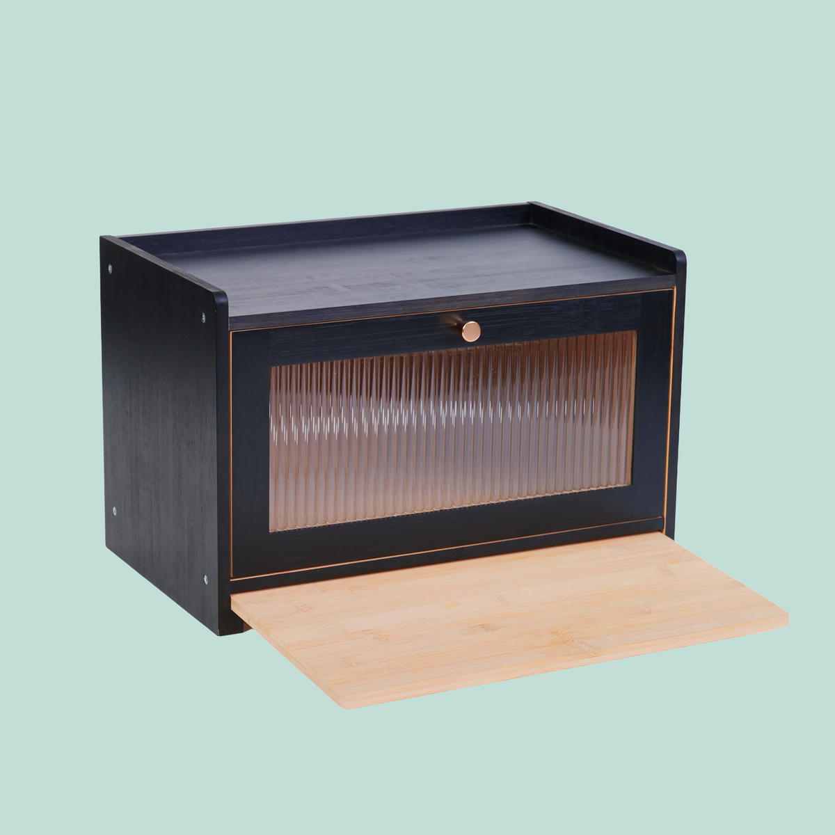 DÓZA na chlieb - čierna, drevo/plast (40/26/25cm) - Relaxdays