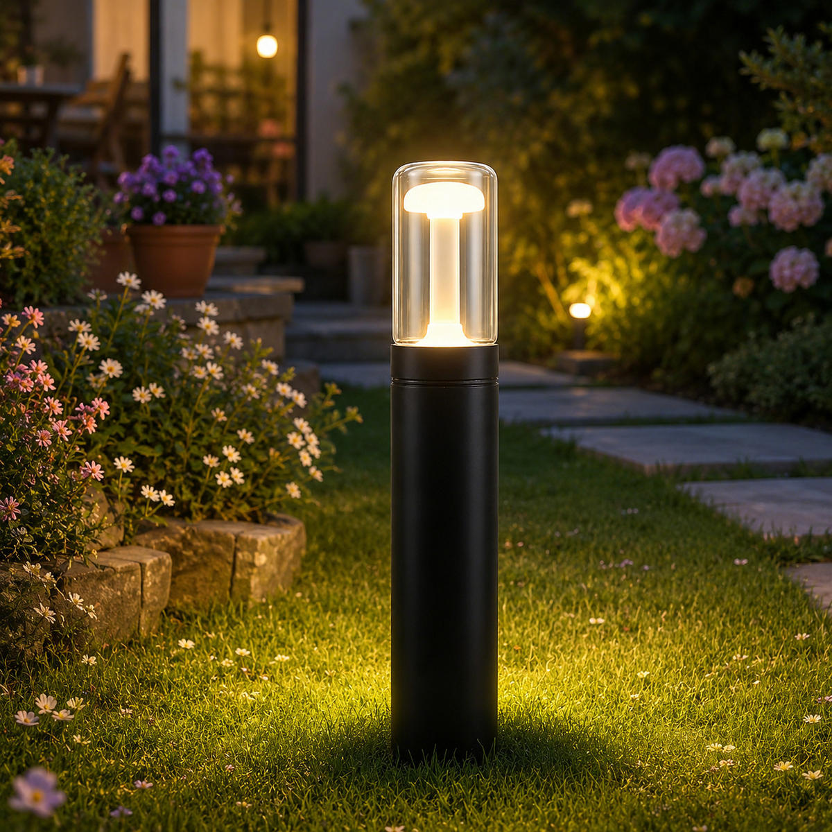 WEGELEUCHTE LED Außen Frelis 11.8/6.5/40 cm - Schwarz, Glas/Metall (11.8/6.5/40cm) - ZMH