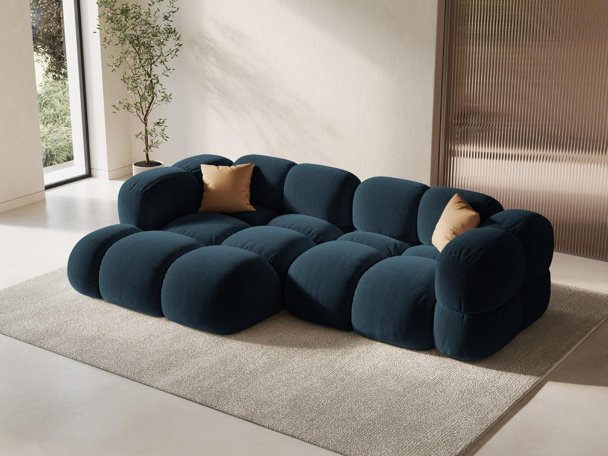 ECKSOFA links Loretto aus Samt petrol 3 Sitzplätze - Petrol, Textil (147/250cm) - Cosmopolitan Design