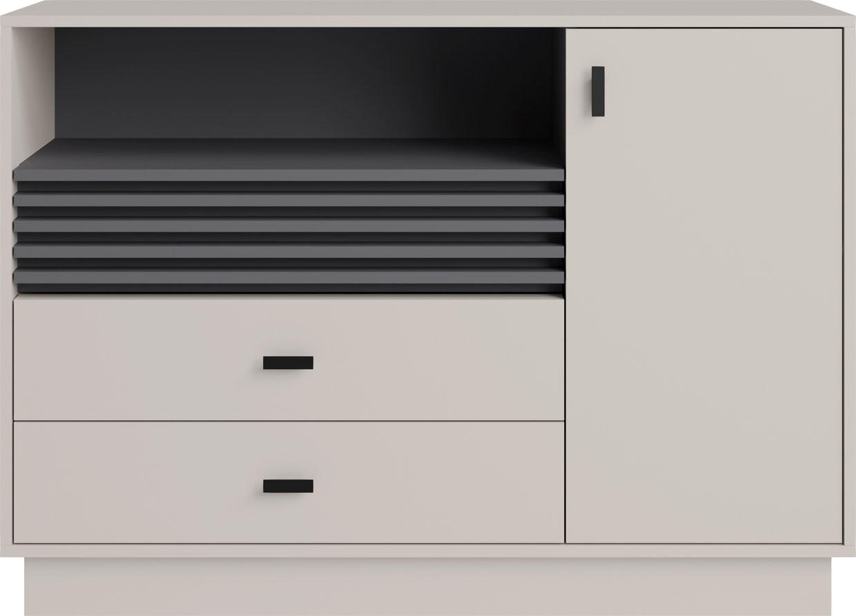 KOMMODE PUNTO 120/85/40cm mit 2 Schubladen 1 Türen Kaschmir - Kaschmir, Holzwerkstoff (120/85/40cm) - MASSENO