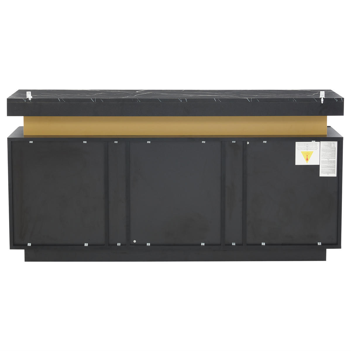 SIDEBOARD 140/38/70 cm in Schwarz mit 3 Türen und Marmoroptik - Schwarz, Holzwerkstoff (140/70/38cm) - BEAOK