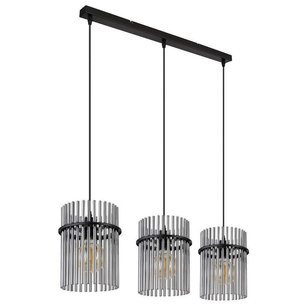 HÄNGELEUCHTE Metall Glas Grau 3 Flammig - Grau, Glas (80/20/140cm) - Globo Lighting
