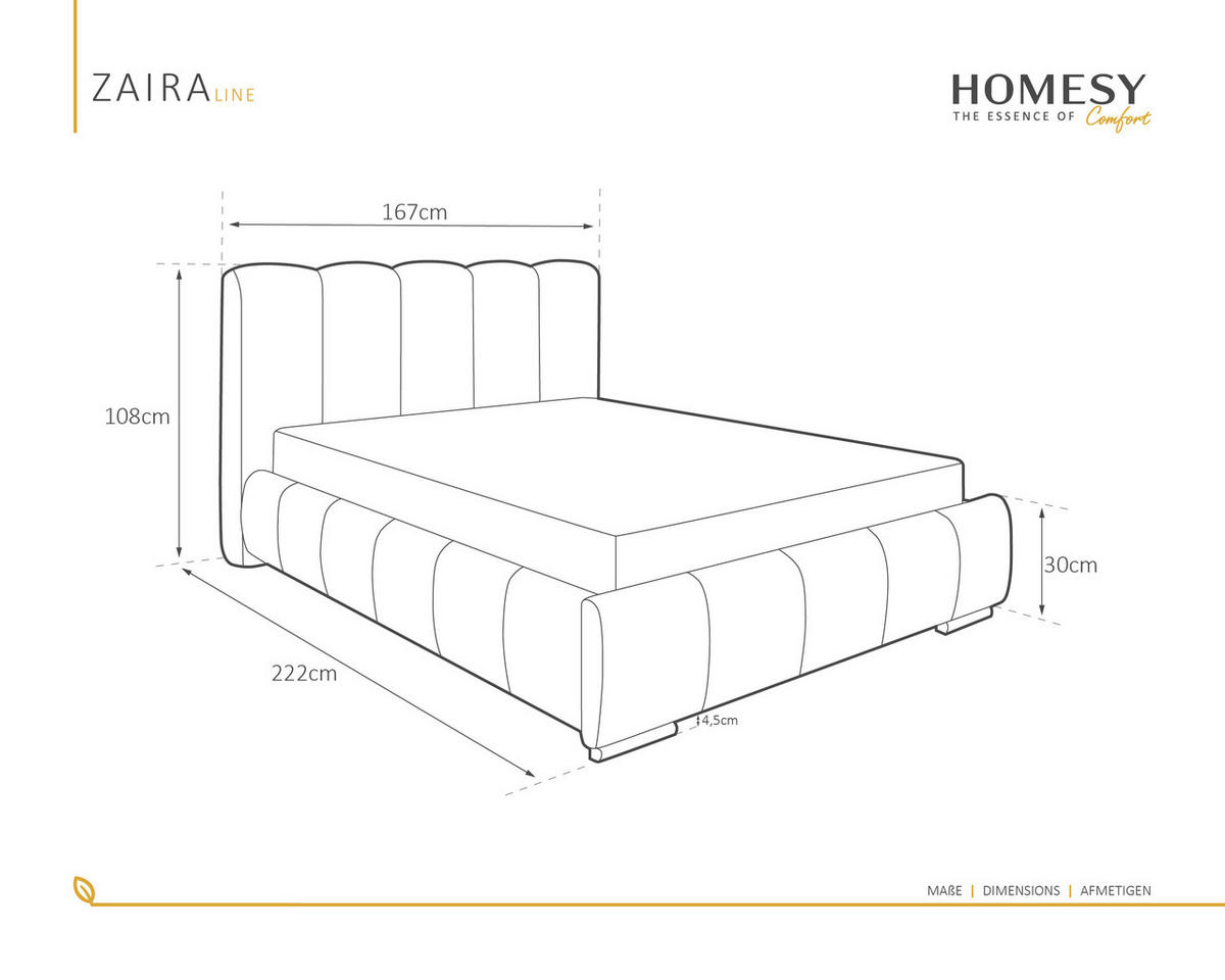 POLSTERBETT Zaira 140x200cm – Elegantes Polsterbett für modernen Wohnstil , ZONIERTE MULTI-TASCHEN-FEDERKERN (24cm), beige - Beige, Holz (120/200cm) - Homesy