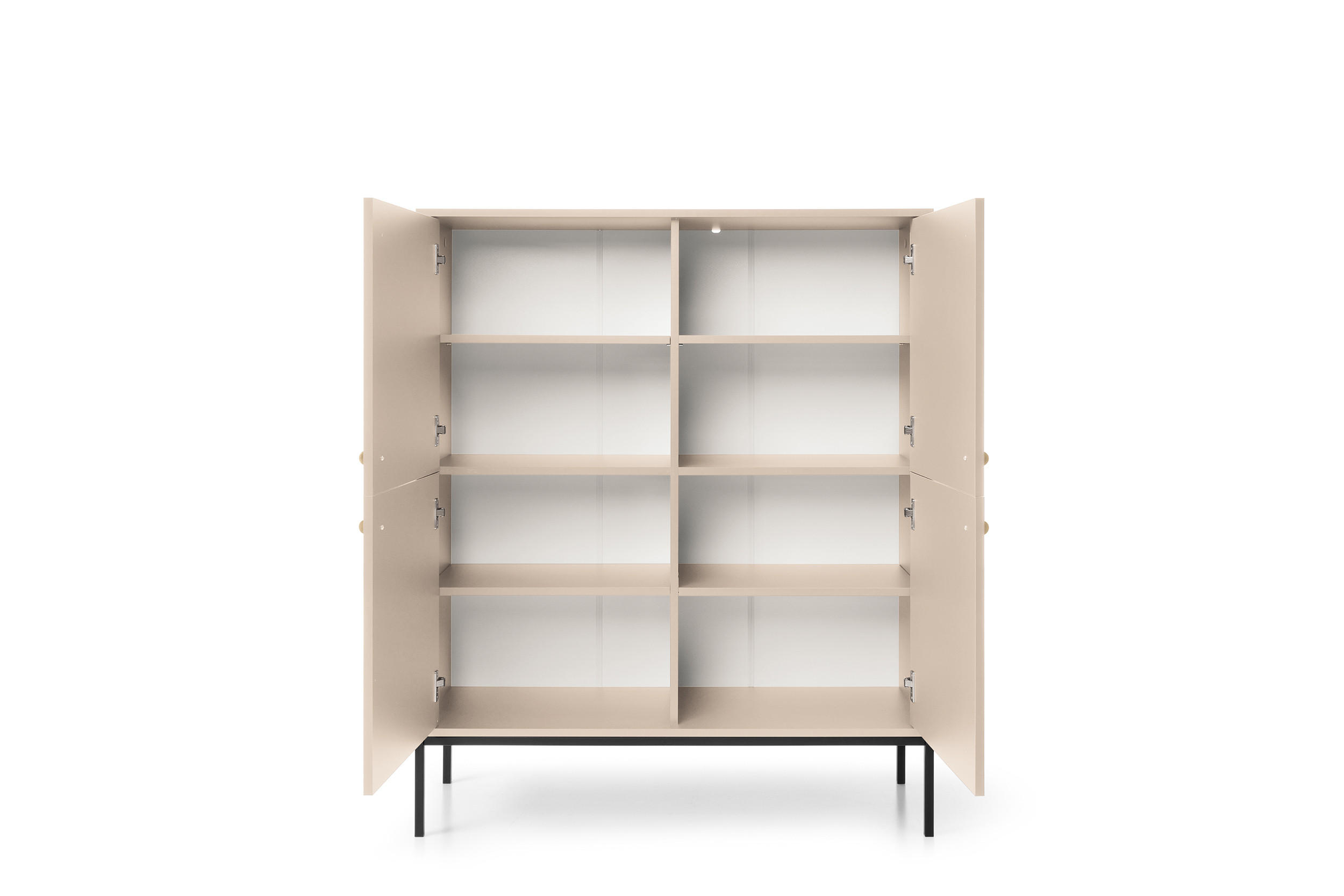Thumbnail - Bettso Highboard, Beige, Schwarz, Holzwerkstoff, Metall, 104x125x39 cm, Wohnzimmer, Kommoden & Sideboards, Highboards
