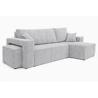 ECKSOFA Mit Schlaffunktion Und Pouf, Cordstoff Tilia, Grau, Rechts, Best L Mit Pouf - Grau, Holz (244/145cm) - Kaiser Möbel