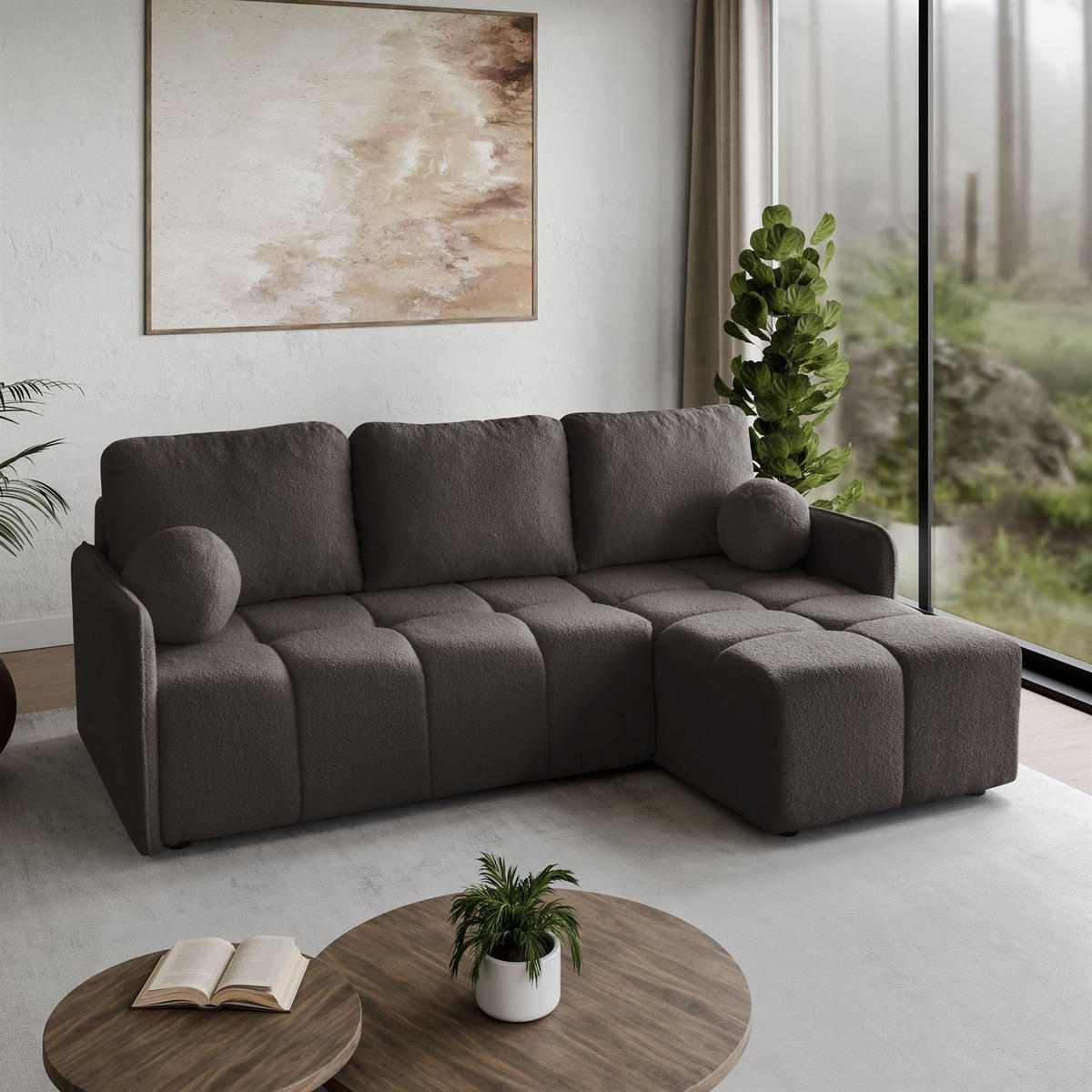 AUSZIEHBARES Ecksofa GAMMA mit Schlaffunktion Quelle 20 - Grau, Textil (217/145cm) - Lookway