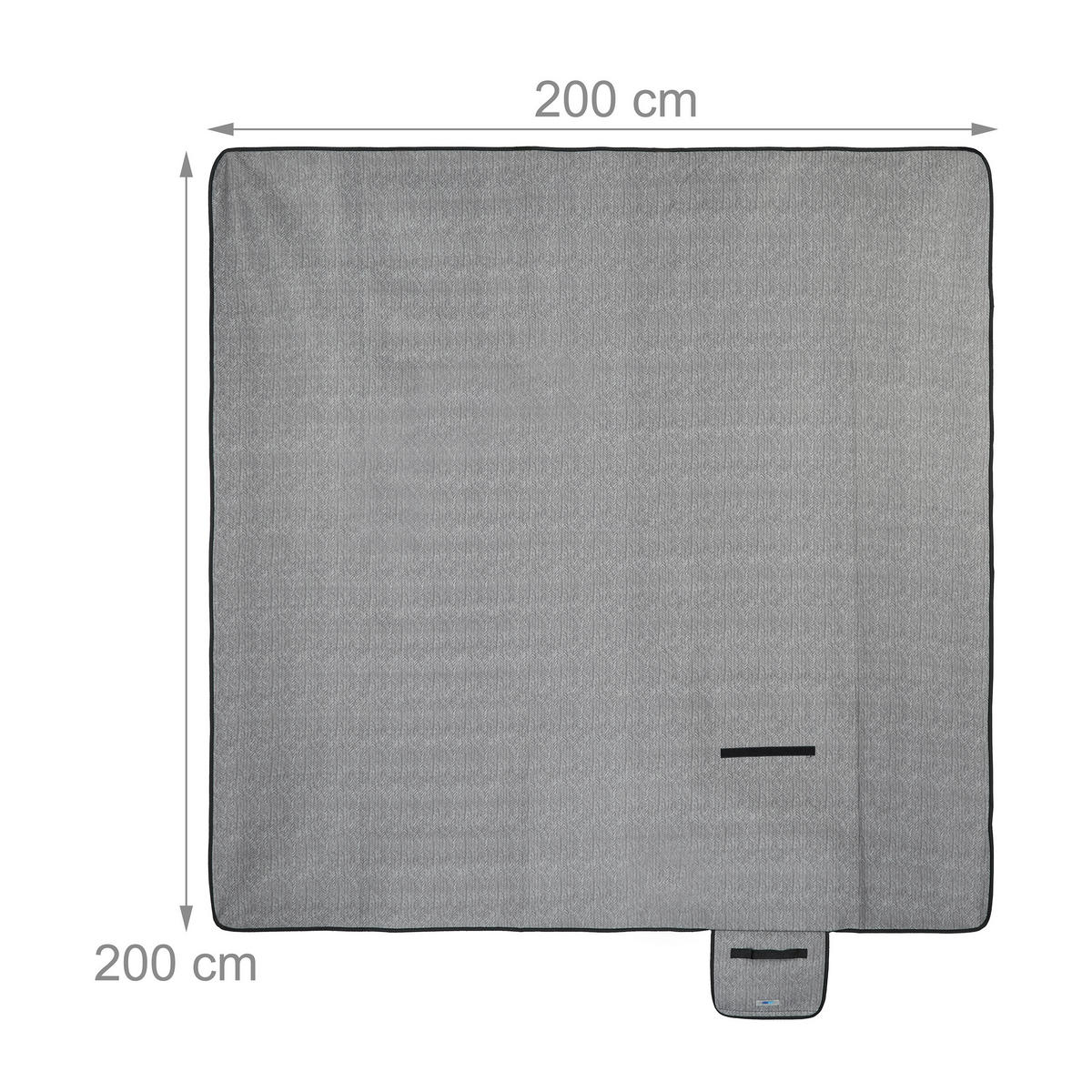 PICKNICKDECKE - Grau, Textil/Metall (200/200cm) - Relaxdays