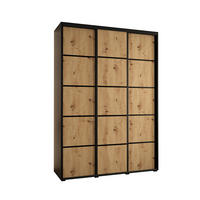 SCHWEBETÜRENSCHRANK 235,2/170/45 3-türig - Schwarz/Eiche Artisan, Holz/Metall (170/235/45cm) - Abiks Möbel