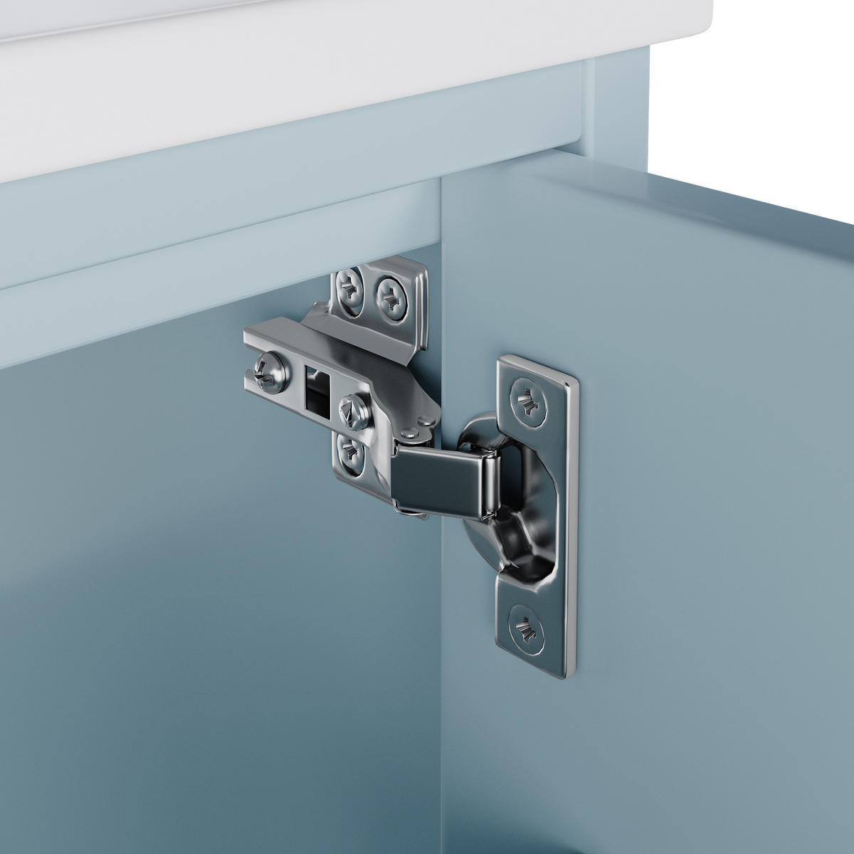 BADEZIMMER-HÄNGESCHRANK 76x46x51 cm Blau aus Keramik & Spanplatte mit Radar-Sensor-LED & 2 Schubladen - Blau, Holzwerkstoff (76/51/46cm) - Modfu