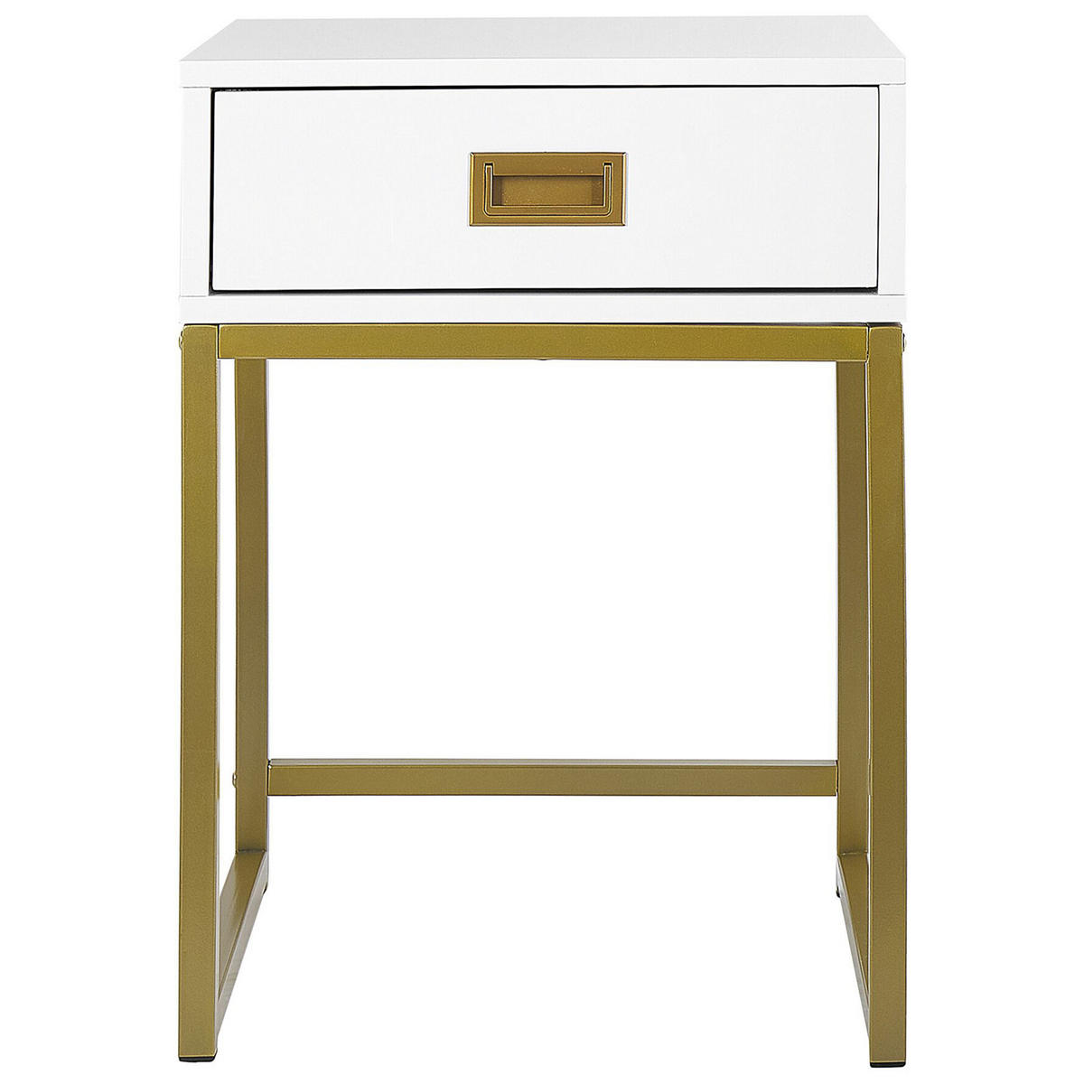 BEISTELLTISCH weiß/gold 1 Schublade quadratisch 40/40/57 cm Largo - Goldfarben/Weiß, Holzwerkstoff (40/40/57cm) - Beliani