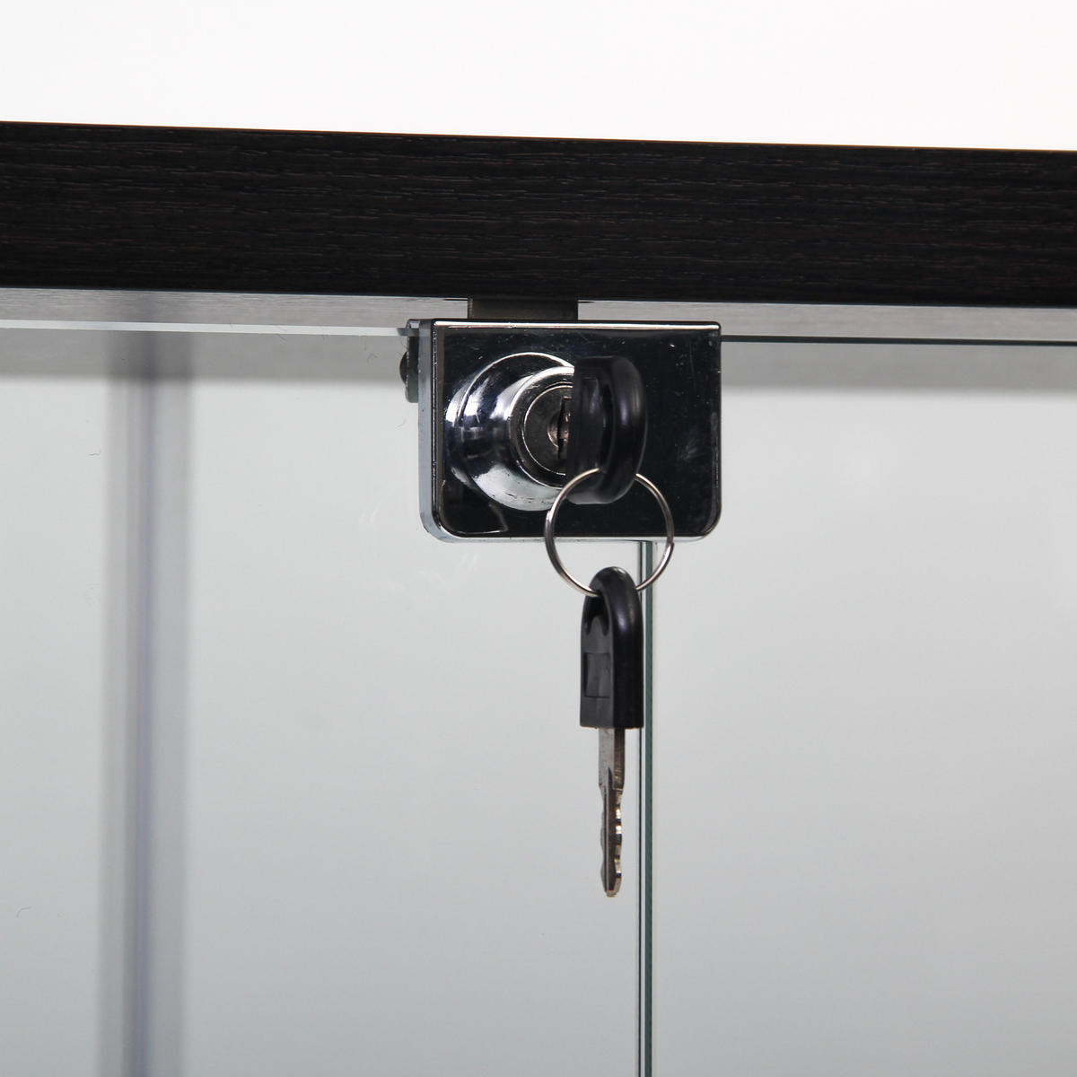 GLASVITRINE freistehend 2 Türen Schloss 4 Fächer schwarz - Schwarz, Holz (80/125/36cm) - LEBENLANG