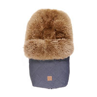 LAMMFELL-FUSSSACK Nelly, cappuccino, navy melange - Blau, Fell (46/8/88cm) - Kaiserbaby