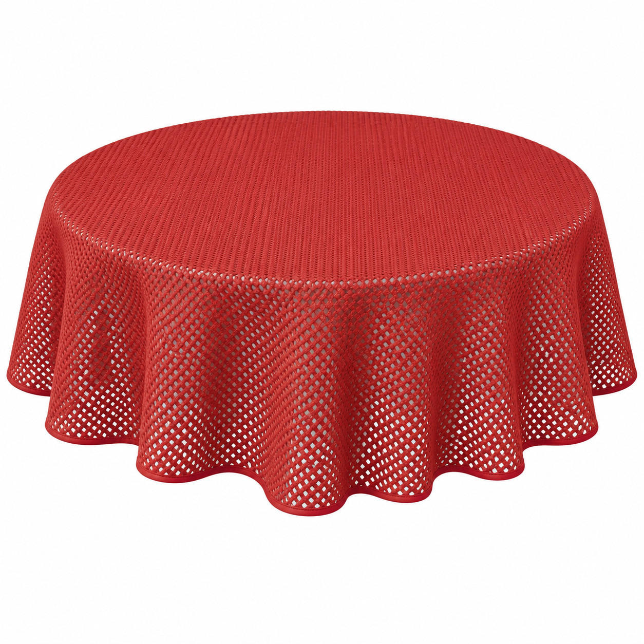TISCHDECKE Gartentischdecke Karo Rot 160 cm rund - Rot, Kunststoff (160cm) - TiborTex