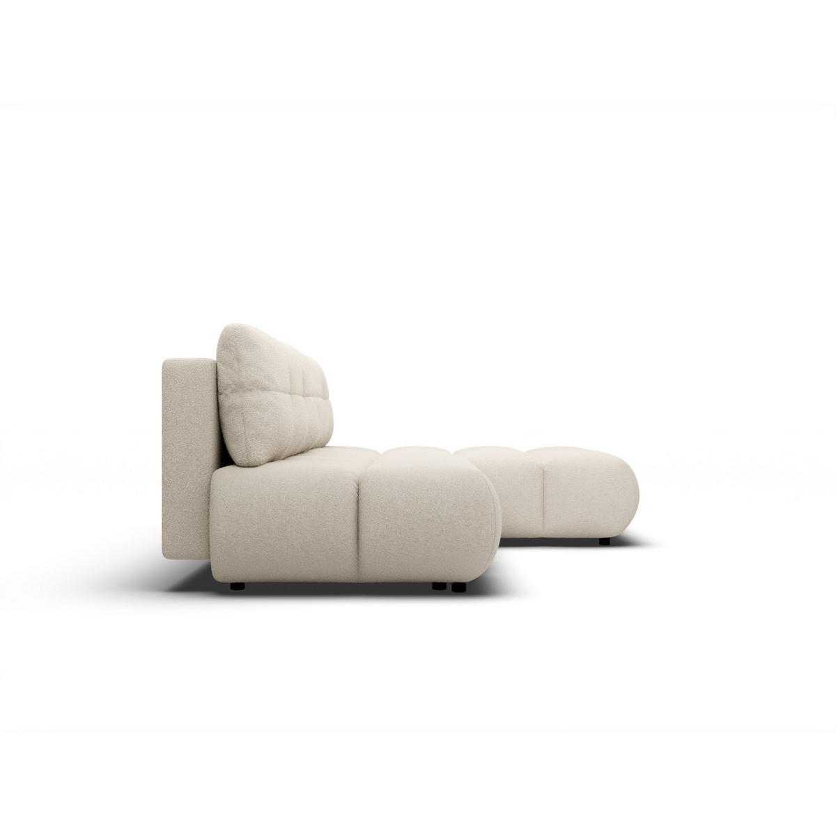 ECKSOFA CORSO R-S Beige Boucle-Stoff mit Schlaffunktion - Beige, Holz (230/177cm) - MASSENO