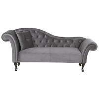 CHAISELONGUE Samtstoff grau linksseitig Lattes - Grau, Textil (188/87/59cm) - Beliani