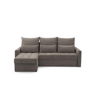 ECKSOFA PULA L Links mit Schlaffunktion 132x198 Cord Hellbraun - Hellbraun/Schwarz, Holz/Kunststoff (214/145cm) - Muffo