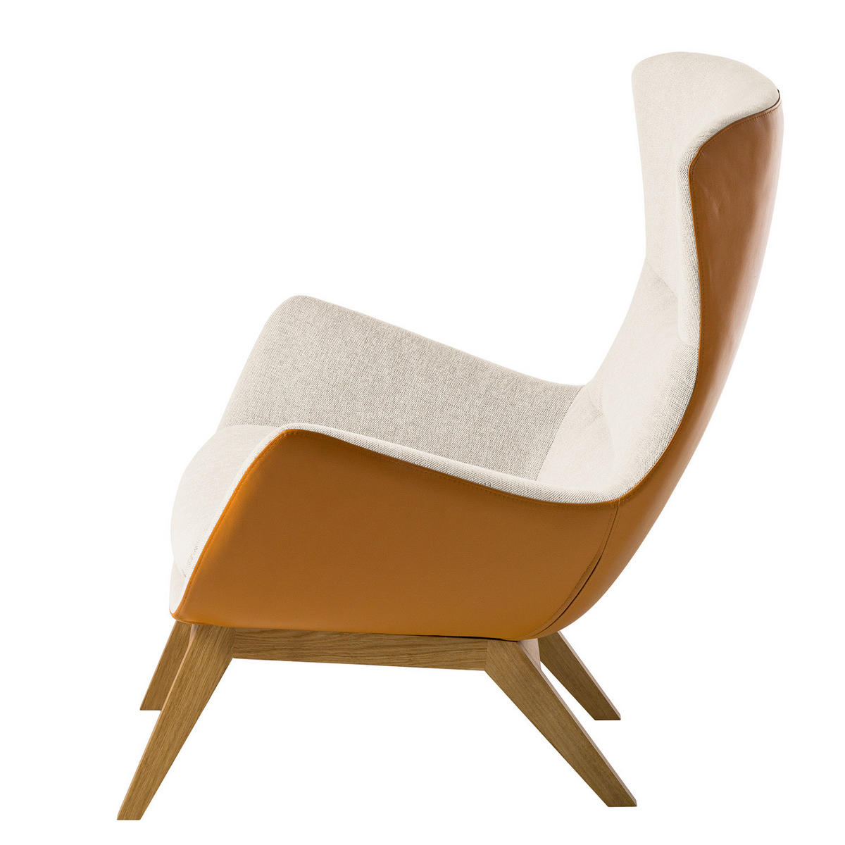 SESSEL mit Holzfüßen - Eichefarben/Cognac, Eichenholz/Textil (84/99/96cm) - home24