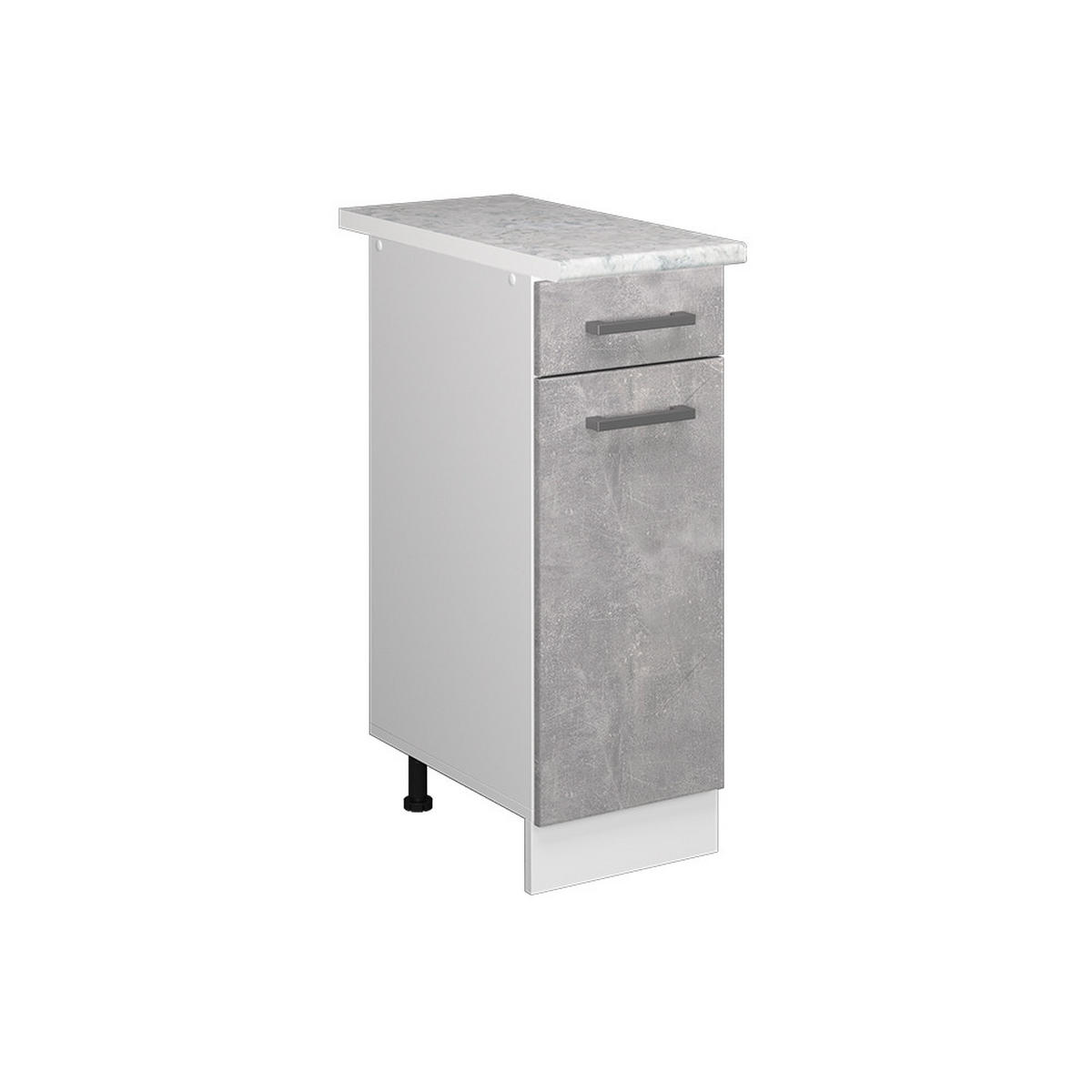 UNTERSCHRANK R-Line Beton 30 cm mit Schublade, mit Arbeitsplatte - Weiß/Grau, Holzwerkstoff (30/81.6/60cm) - Vicco