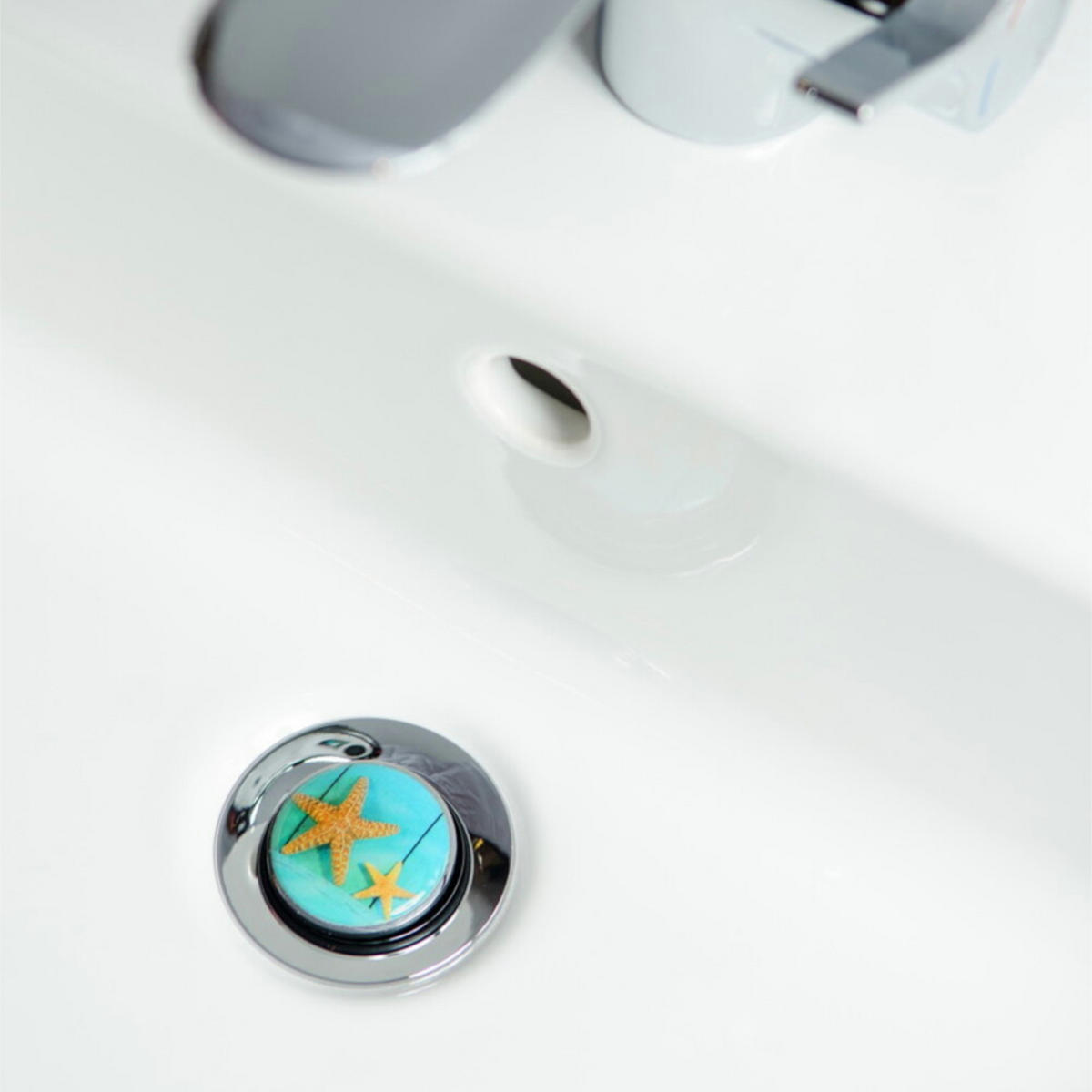 WASCHBECKENSTÖPSEL Sea Star - Türkis, Kunststoff/Metall (4/7/7cm) - Sanilo