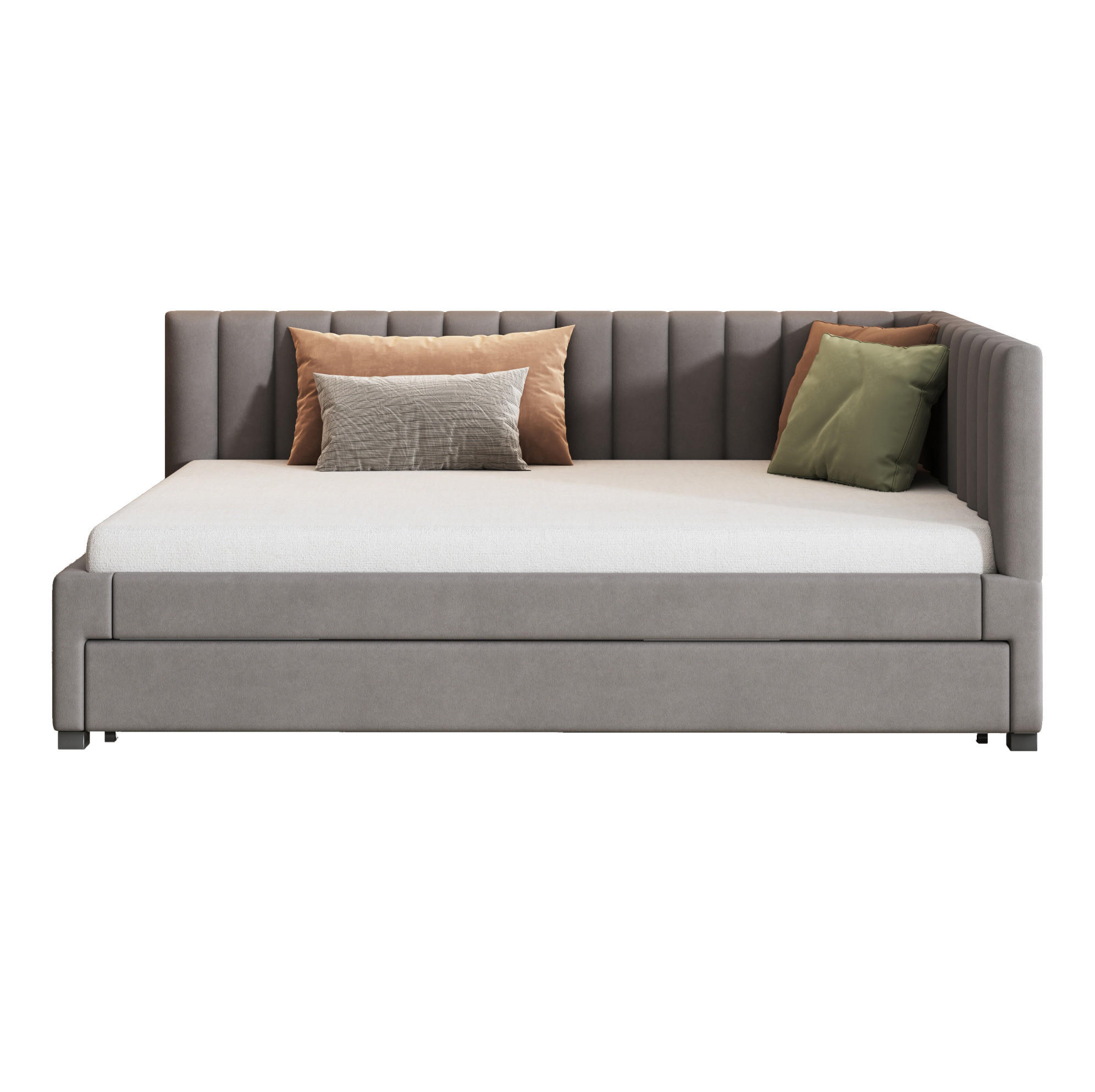 BETT 140/200 cm Grau aus Samtstoff mit Bett - Grau, Leder (140/200cm) - OKMYHOME