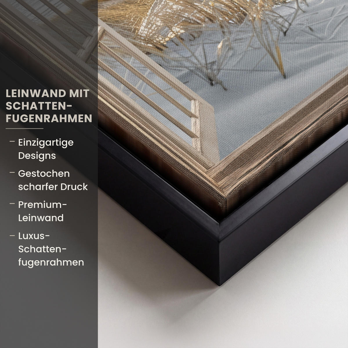 LEINWAND Bilder mit Rahmen - Ausblick - Strand - Dünen - Meer - Natur - 20x30 - Sandfarben, Textil (20/30cm) - MuchoWow