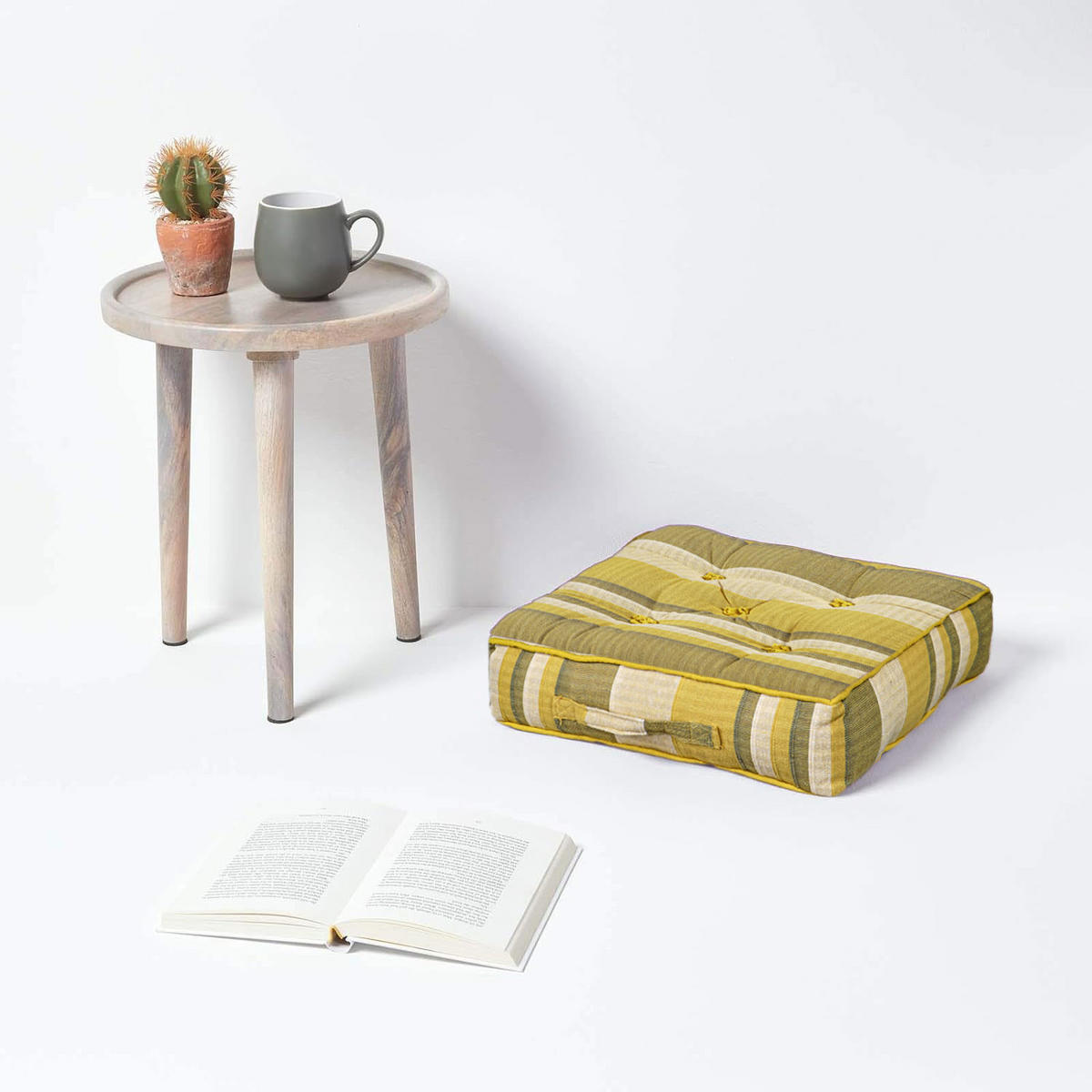 SITZKISSEN Morocco gelb gestreift 40/40/8 cm - Gelb, Textil (40/40/8cm) - Homescapes