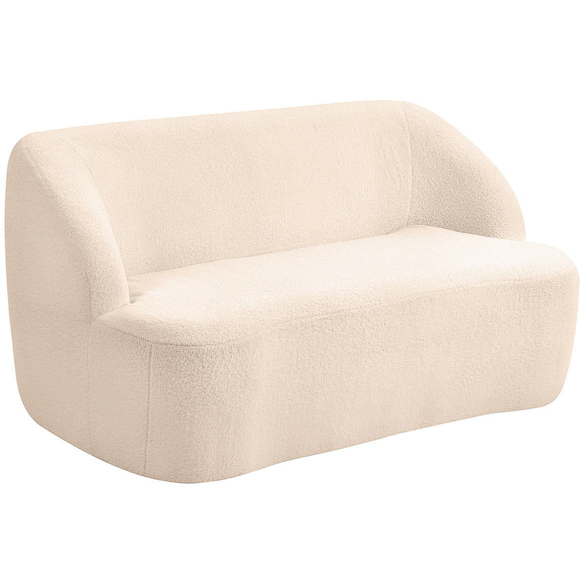 SOFA, 2-Sitzer, Bouclé-Stoff, 142cm, geschwungene Rückenlehne, beige - Multicolor, Holzwerkstoff (142/73.5/85cm) - FORIOUS