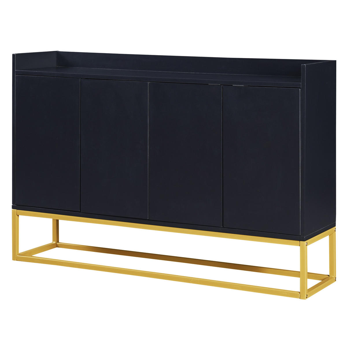 SIDEBOARD 4-türig 120 x 30 x 80 cm Schwarz mit verstellbaren Einlegeböden - Schwarz, Holzwerkstoff (120/80/30cm) - Meubliv