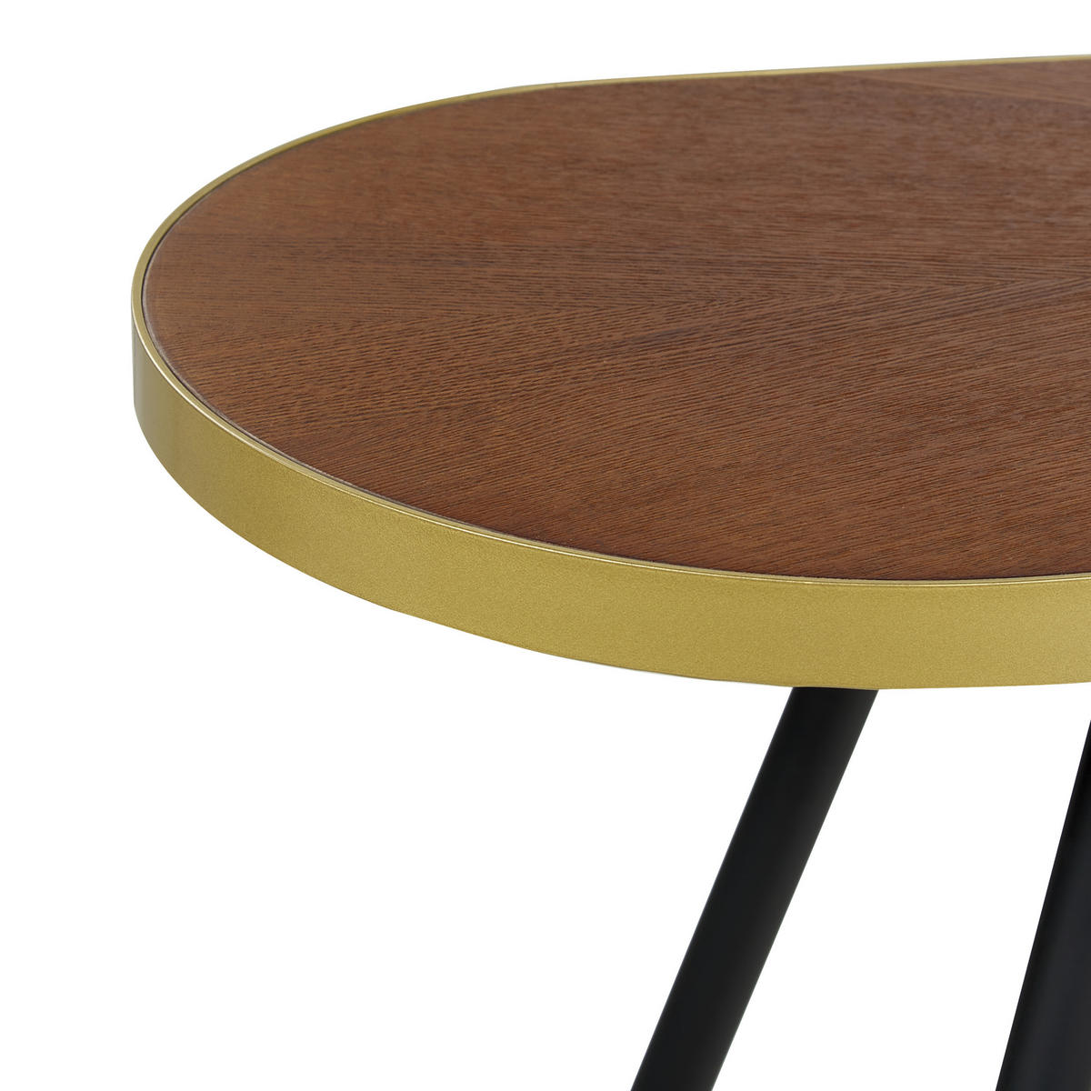 KONSOLENTISCH dunkler Holzfarbton/gold oval Ramona - Dunkelbraun/Goldfarben, Holzwerkstoff (120/41/72cm) - Beliani