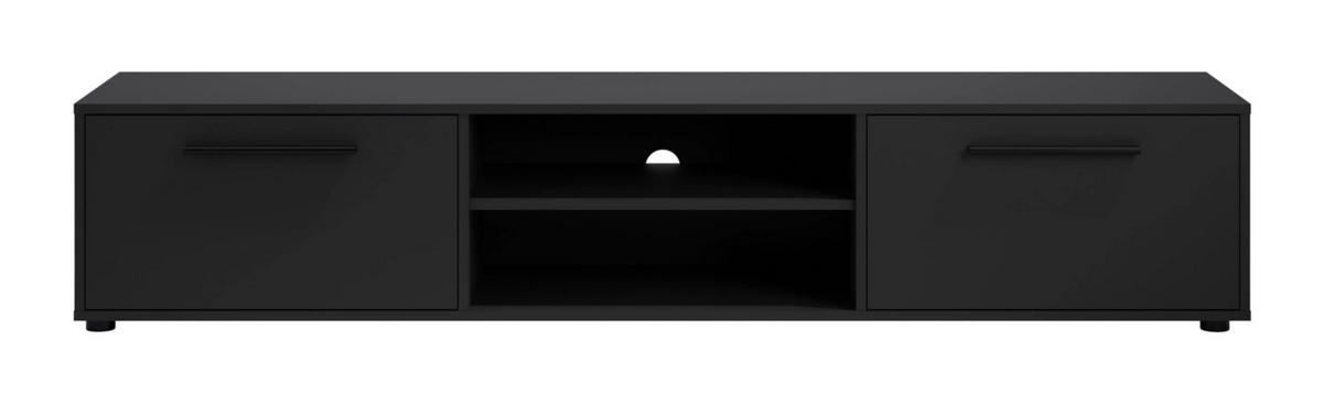 TV-SCHRANK Modena 190 cm mit Türen und Regalen in Schwarz - Schwarz, Holzwerkstoff/Kunststoff (190/38/40cm) - Ravio