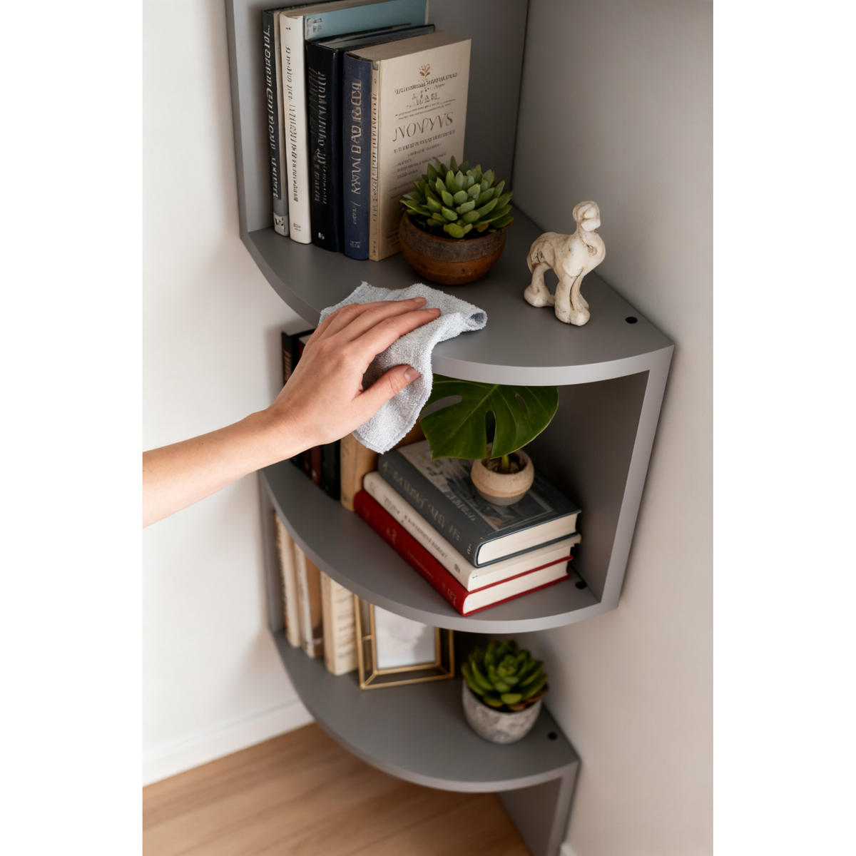 ROHOVÝ regál - antracitová, kompozitní dřevo (20/125/20cm) - Relaxdays