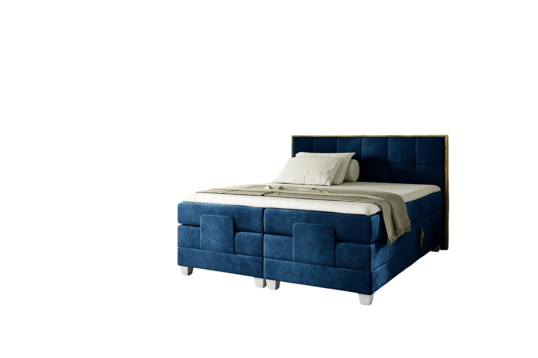 BOXSPRINGBETT Elektrisch Henry - Blau, Holzwerkstoff/Textil (140/200cm) - Fun Möbel