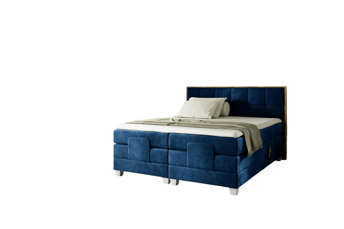 BOXSPRINGBETT Elektrisch Henry - Blau, Holzwerkstoff/Textil (120/200cm) - Fun Möbel